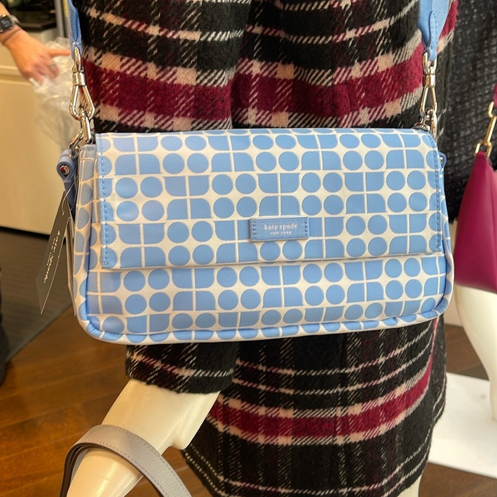 Kate Spade Noel Jacquard Convertible Crossbody Canvas XBody 
Astral Blue 
NWT - Picture 10 of 16